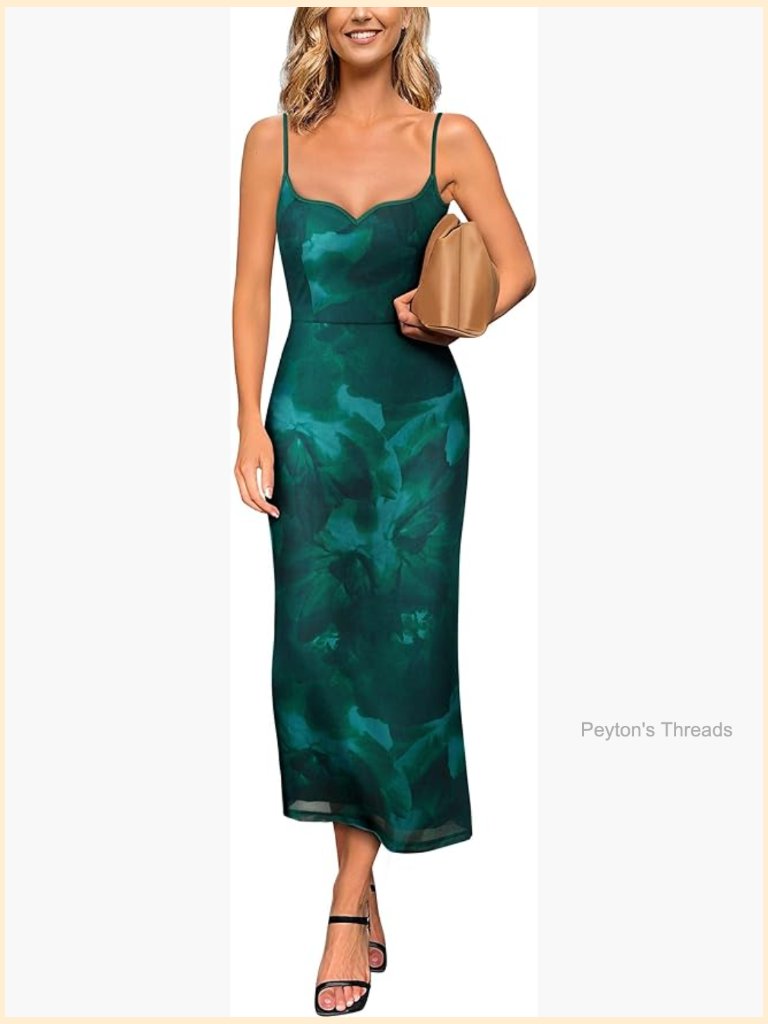 Spaghetti Strap Sweetheart Neck Midi Cocktail Dress Bodycon Slip
